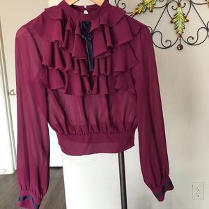 Maroon long sleeved blouse